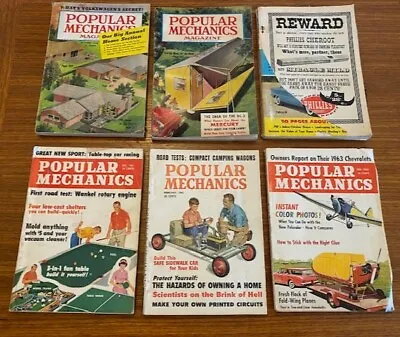 Lot Of 6 Vintage Popular Mechanics Magazines 1950-60s Cars Planes Boats & Homes • $9