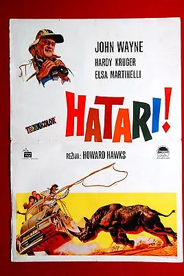 Hatari! John Wayne Hawks 1961 Elsa Martinelli Rare Exyugo Movie Poster • $133.99