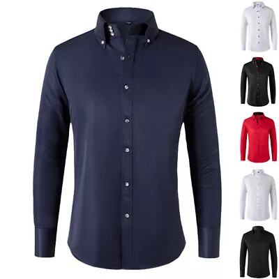 Men's Casual Shirt Button Down Slim Fit Long Sleeve Formal Dress Shirts • $22.95