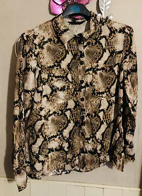 £7.50 • Buy F&F Black/Tan Snakeskin Print Shirt/Blouse Size 10