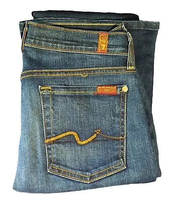 7 For All Mankind Denim Jeans Bootcut Women 28 X 33 New York Dark Wash AU075Y44A • $19.99