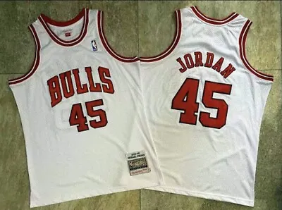 Chicago Bulls Michael Jordan White 45 Basketball Vintage Throwback Jersey • $45.96