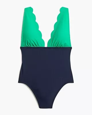 J.crew Factory Colorblock Scallope One-piece Swimsuit • $25