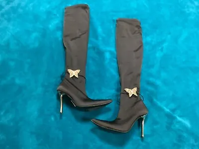 Alberto Venturini Elasic Satin Over The Knee High Heels Boots W Removable Buckle • $100