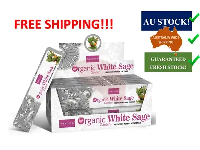 Nandita Organic White Sage Premium Masala Incense Sticks 15g [12 Pack]  • $28.95