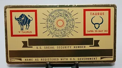Metal Taurus Zodiac Social Security ID Card Custom Engraved [080CHR] • $7