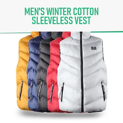 Men’s Winter Puffer Vest Jacket Man Outerwear Autumn Sleeveless Cotton Teen Coat • $23.88