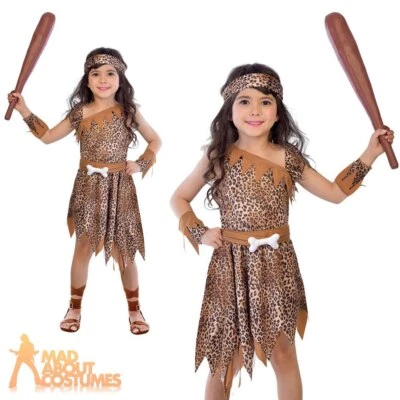 £12.99 • Buy Kids Cave Girl Costume Childs Stone Age Caveman Book Day Girls Fancy Dress