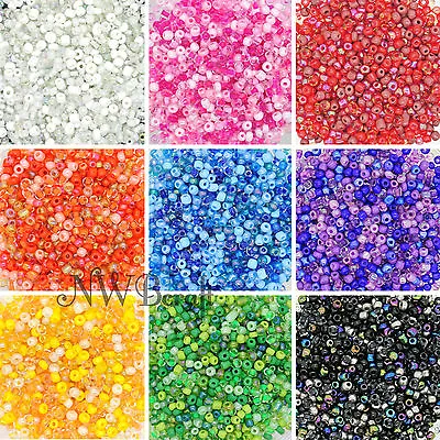 £2.99 • Buy 50g Glass Seed Beads 9 Mixed Colour Shades & Types, 2mm 3mm Or 4mm, UK Stock