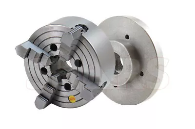 Shars 8  4 Jaw Independent Lathe Chuck Tir Certificate + 1-1/2 -8 Back Plate Xl[ • $219.40