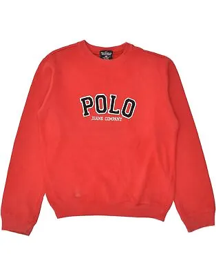 POLO RALPH LAUREN Womens Graphic Sweatshirt Jumper UK 10 Small Red Cotton AW44 • £25.82