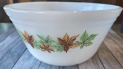 Vintage 7” Federal Maple Leaf Milk Glass Mixing Bowl Heat Proof • $11.50