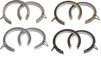 28mm PACK OF 8 METAL FLAT LINED PASSING  C  RINGS FOR BAY WINDOW CURTAIN POLE • £9.99