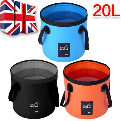 20L Folding Water Bucket Portable Collapsible Wash Basin Camping Outdoor Storage • £8.49