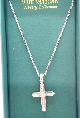  Vatican Library Collection Silver-plated Etched Cross Necklace With $24.00 Tag • $14.99