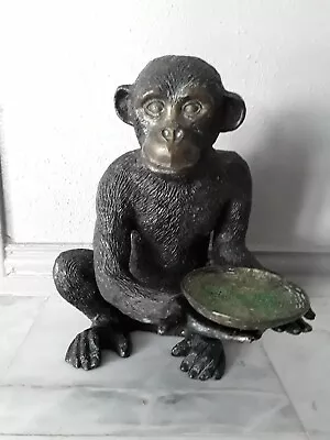 Turn Of The Century Bronze Monkey Sculpture With Dish Free Shipping • $1500