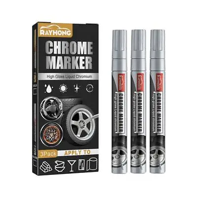 Metallic Liquid Chrome Mirror Finish Paint Pen Waterproof Silver Art Marker DIY • £6.29