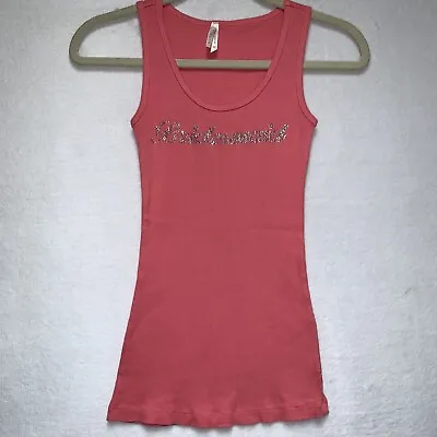 Women's Bridesmaid Pink Ribbed Tank Top Size Medium Embellished • $7.99