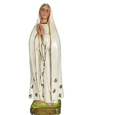 Vintage Our Lady Of Fatima Statue Chalkware Made In Italy 8-1/2” Tall • $18