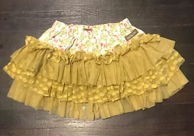 Matilda Jane Serendipity Mustard Lace Floral Print Skirt Size 2 Toddler Layered • $9