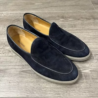 Magnanni Loafers Shoes Mens 10.5 Navy Blue Suede Danil MSRP $395 Slip Ons • $94.99