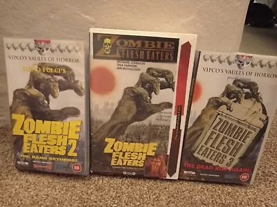 Zombie Flesh Eaters + 2 + 3 Vhs Videos  • £20