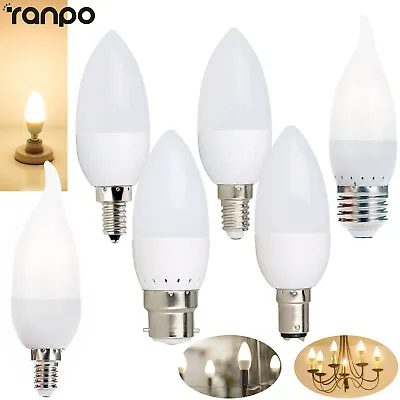 LED Light Bulb Chandelier Flame Candle White Lamp E12 E26 E27 E14 B22 3W 2835SMD • $1.66