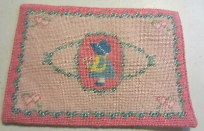 Dollhouse Miniature Artisan Made Needlepoint Rug Girl With Flowers • $135