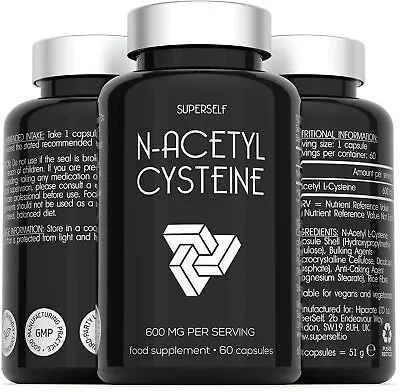 NAC N-Acetyl-Cysteine 600mg - NAC Supplement High Strength - 60 Capsules • £11.99