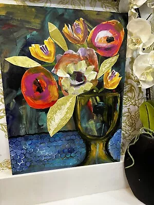 Original Art Painting Mixed Media Artwork Abstract Collage Botanical Plants OOAK • $95