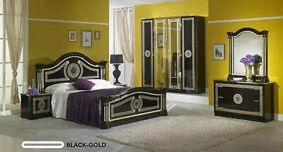 £1899 • Buy Italian Greek Key Versace Black Gold Bedroom Set Complete 6 Piece 12 Months 0% 