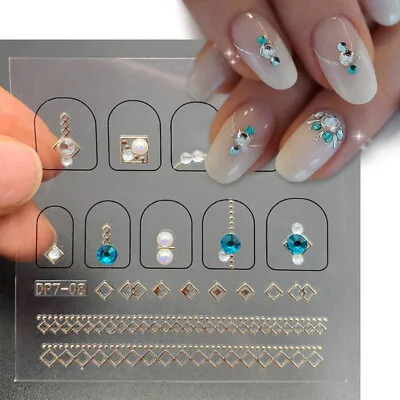 3D Rhinestone Nail Stickers Heart Flowers Nail Art Decals Tips DIY Decoration • $1.92