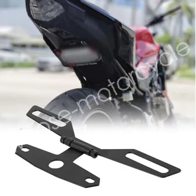 Folding License Plate Bracket Tag Taillight Holder ATV Dirt Bike Dual Motorcycle • $8.48
