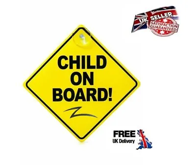 CHILD On Board Car Sign Suction Cup Sign Car VEHICLE Sign For Children SAFETY • £2.99
