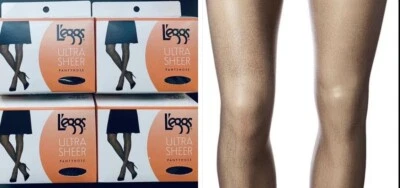 $13 • Buy Lot Of 4 Leggs Ultra Sheer Size E Off Black Reinforced Pantyhose