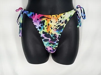 Zaful Thong Bikini Swimsuit Cheeky Bottom Rainbow Leopard Size M  • $13.48