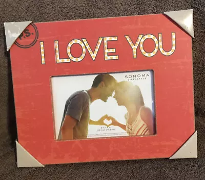 PS I Love You Couples Red Wooden Picture Frame 4x6 Photo By Sonoma NWT • $9.99