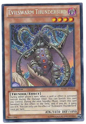 1 X Evilswarm Thunderbird - HA07-EN051 - Secret Rare - 1st Near Mint English • $2.73