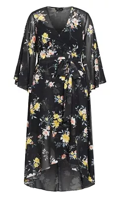 City Chic Fleetwood Print Maxi Dress BNWT Black Watercolour Floral Plus Size S • $55