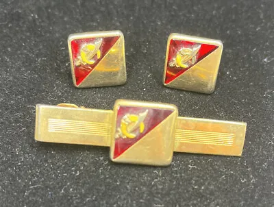 Vintage Anson Masonic Shriners Gold Tone With Red Tie Clip And Cuff Links • $12