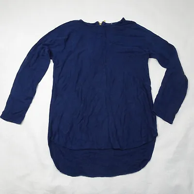 Magaschoni Size L Blue Long Sleeves Hi Low Cashmere Blend Sweater • $34