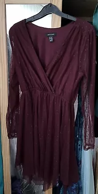 New Look Burghandy Long Sleeved Mini Dress • £5.05
