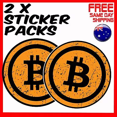 2 X Stickers - Bitcoin Logo Vintage Gold Cryptocurrency Cool Car Laptop Sticker • $4.24