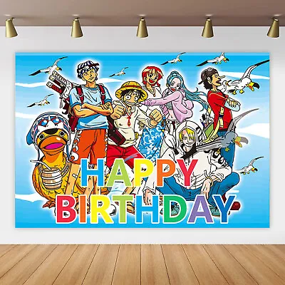 One Piece Birthday Backdrop Banner Photo Background Party Supplies 5x3ft • $16.98