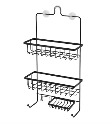 Matt Black Shower Shelves With Suction Over ShowerHead Rack Basket Caddy Shelf • $18