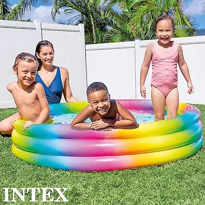 58  Round Inflatable Swimming Paddling Pool Garden Play For Young Children Fun • £11.99