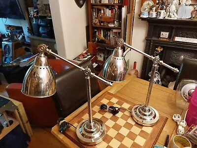 2 X Matching Vintage Style IKEA  Barometer Silver Chrome Adjustable Desk Lamps • £49.99