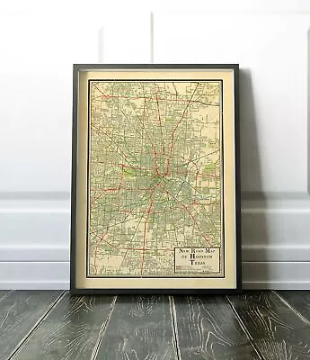 $57.50 • Buy Map Of Houston, Texas Vintage Design Map Of Houston, Texas, Retro Map Design