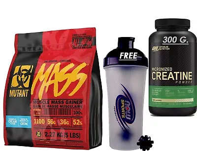 Optimum Nutrition Creatine 300 G.+Mutant Mass 5 Lb Cookies & Cream + Free Shaker • $39.99