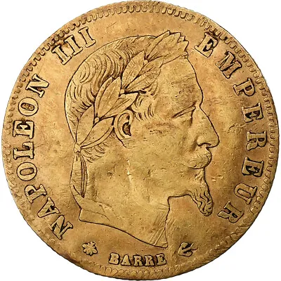 [#1048107] France Napoleon III 5 Francs 1864 Paris Gold VF KM:803.1 • $266.50